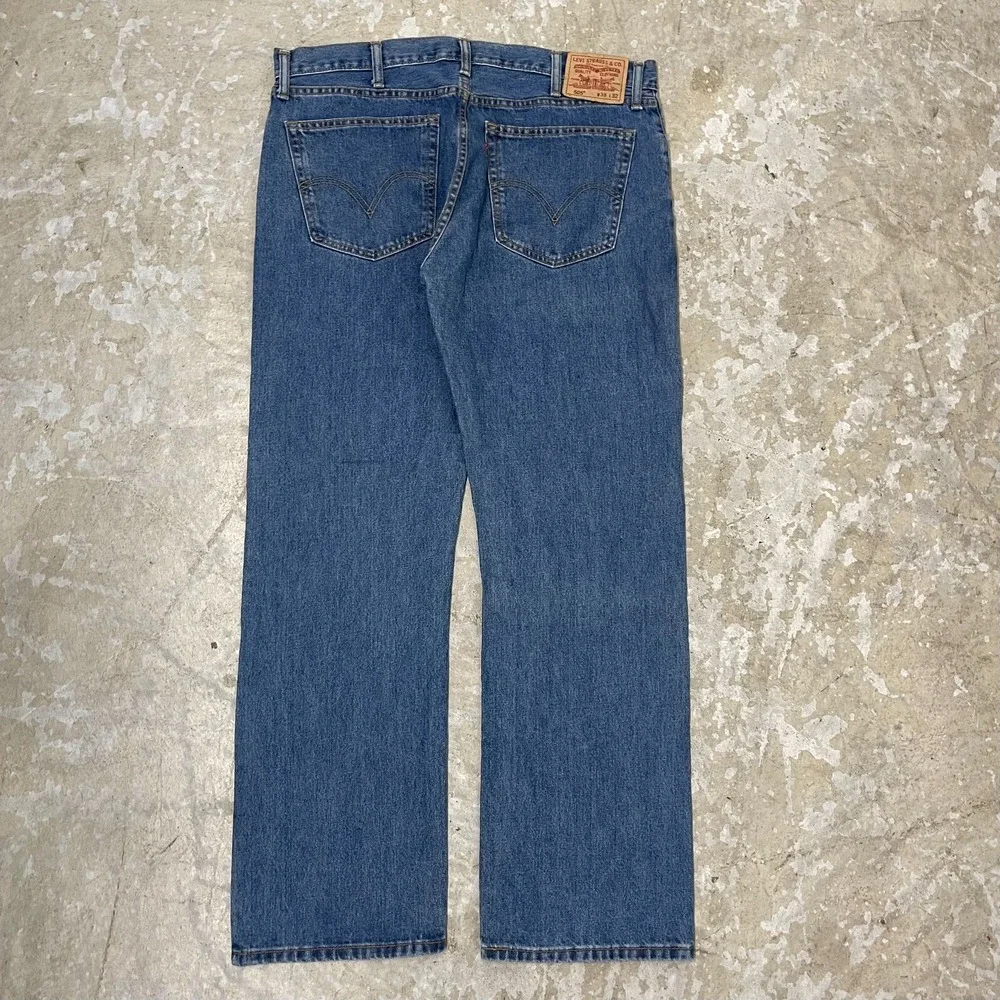 Levis Jeans Mens 38x32 Blue Pants 505 Straight Mid Rise‎ Denim Cotton Workwear